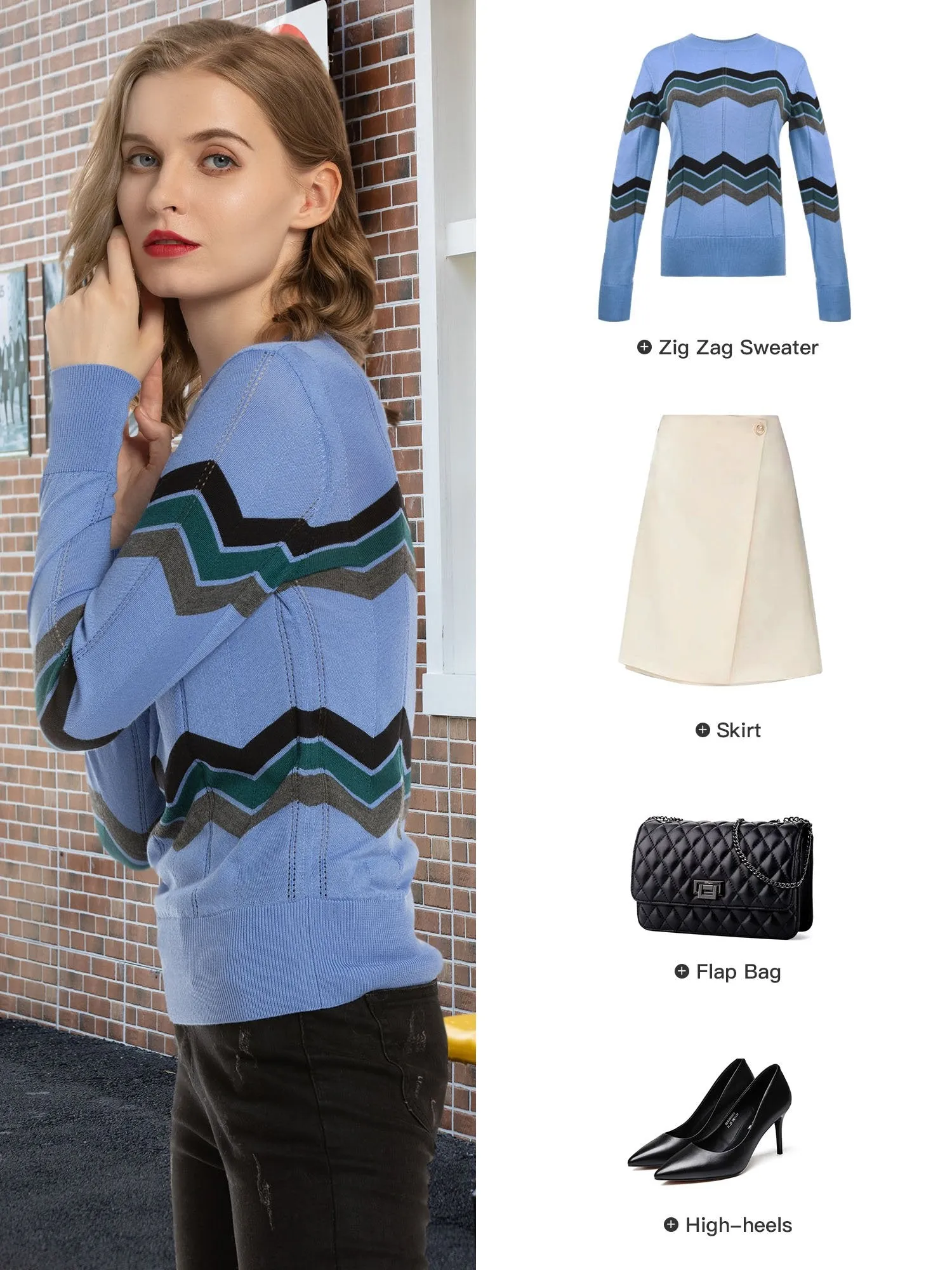 Women's Pullover Zigzag Striped Sweater