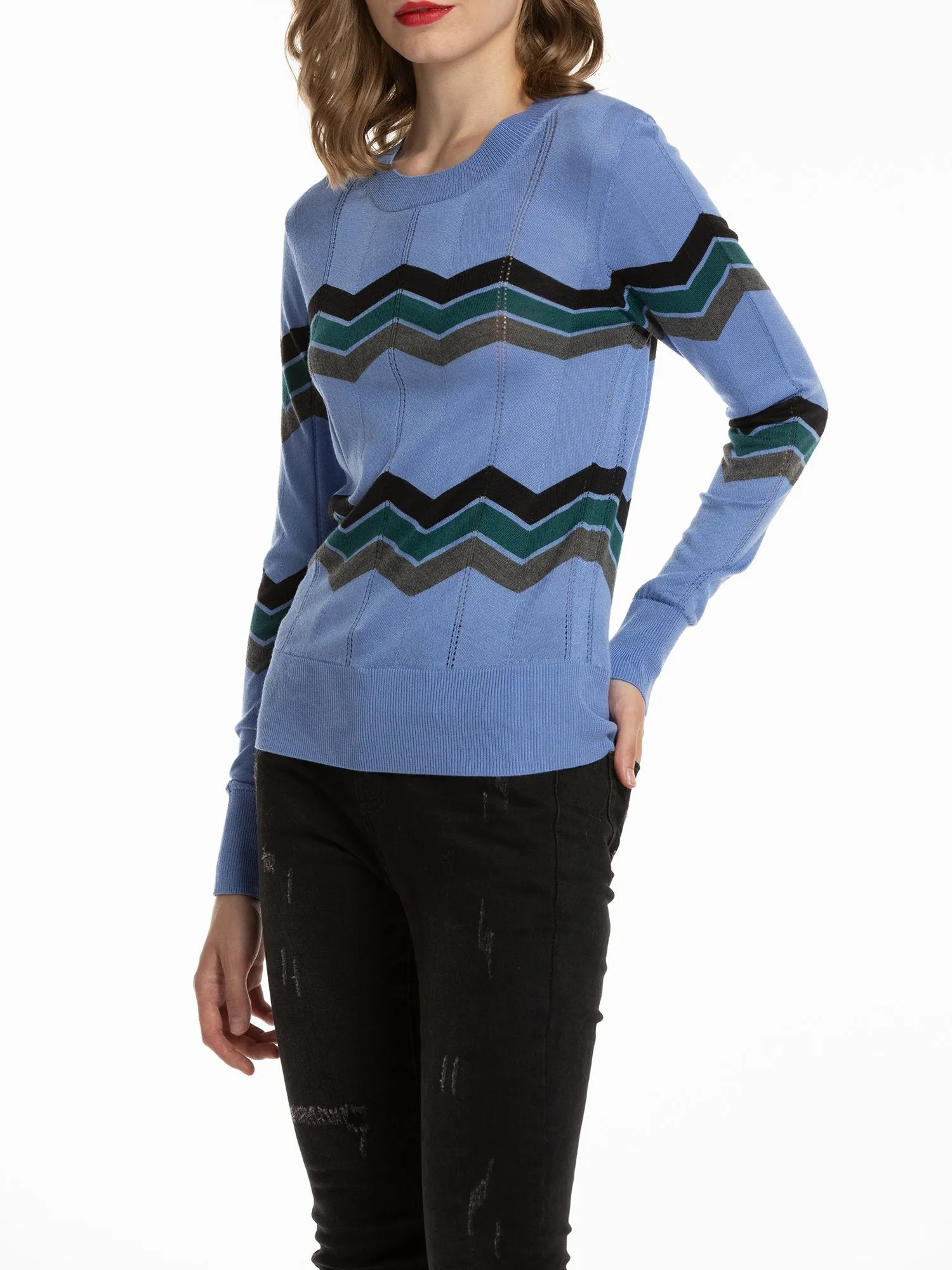 Women's Pullover Zigzag Striped Sweater