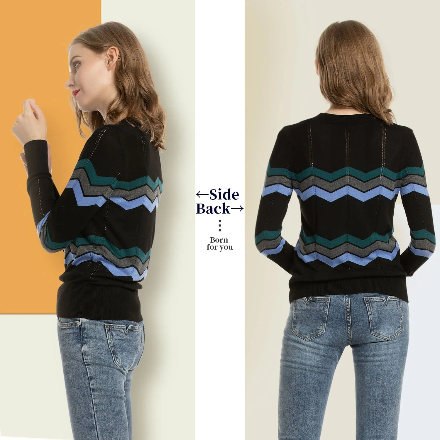 Women's Pullover Zigzag Striped Sweater