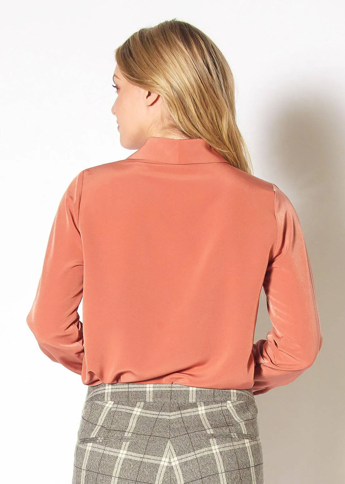 Women's Shawl Collared Shirt in Clay
