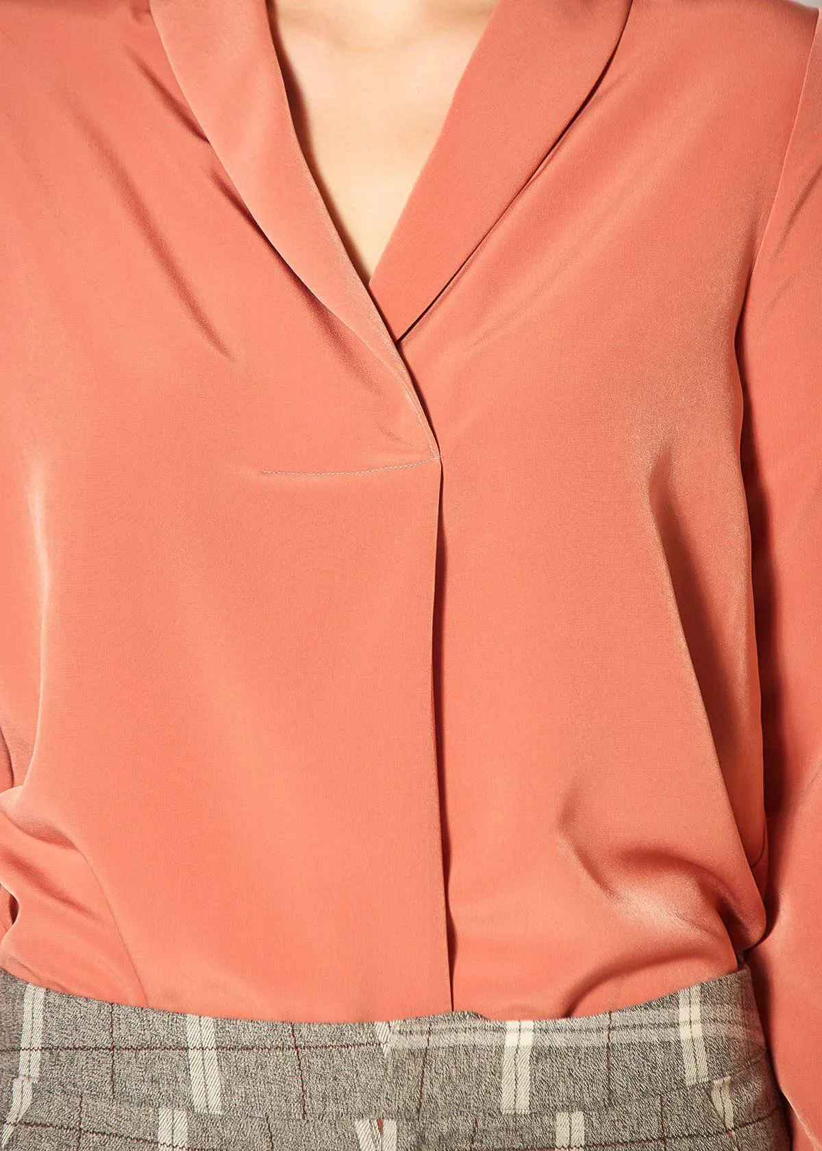 Women's Shawl Collared Shirt in Clay
