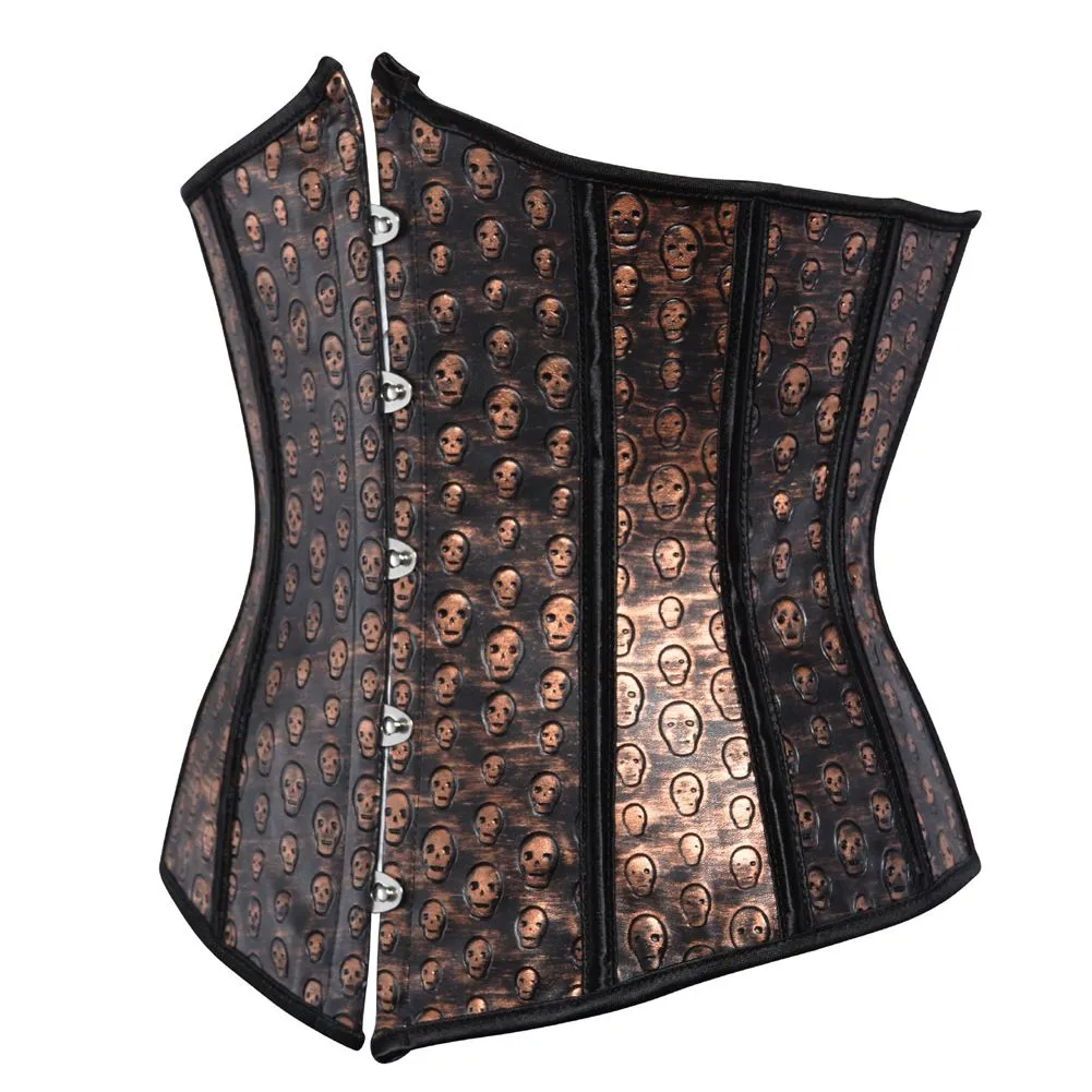 Women's Skull Corsets Underbust Gothic Retro Corset Top Lace Up Bustier