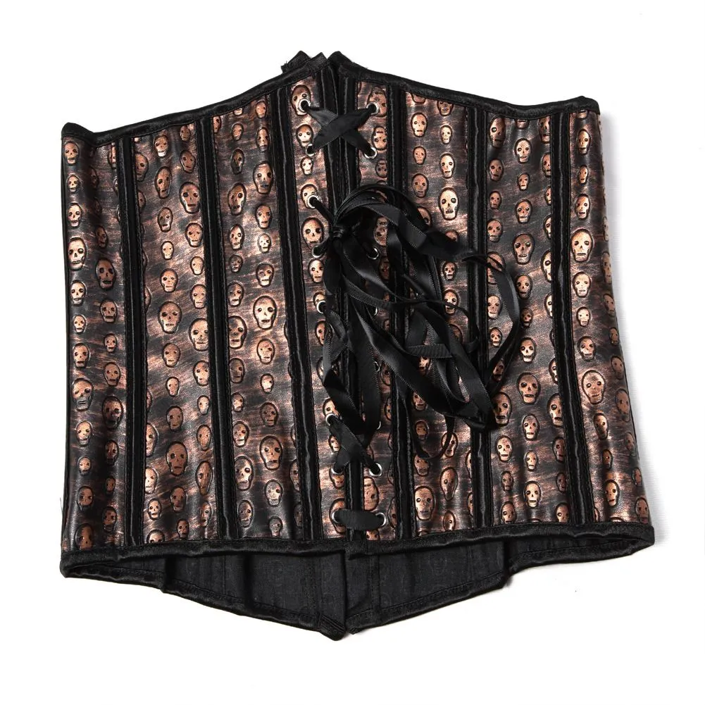 Women's Skull Corsets Underbust Gothic Retro Corset Top Lace Up Bustier