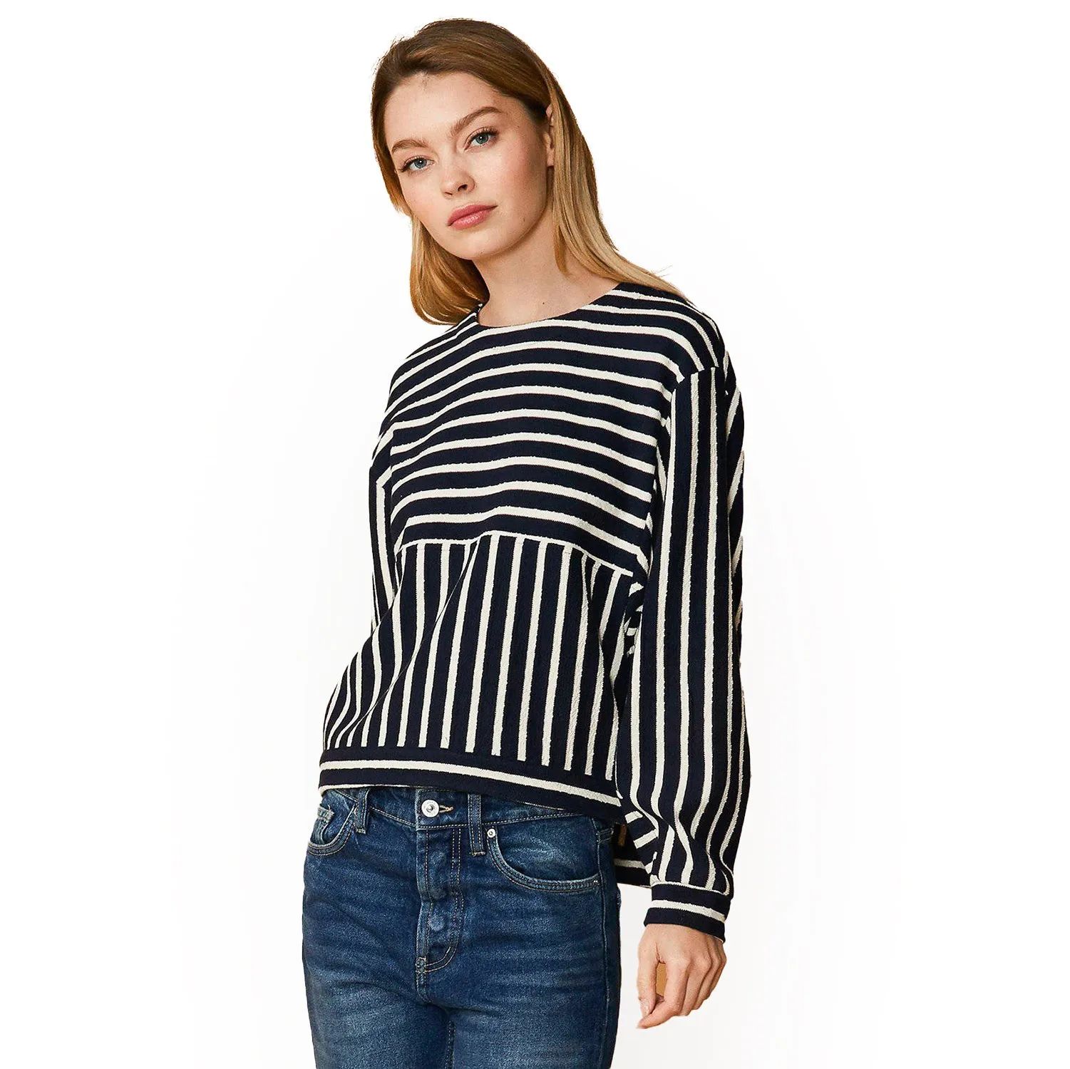 Women's Striped Dolman Sweatshirt