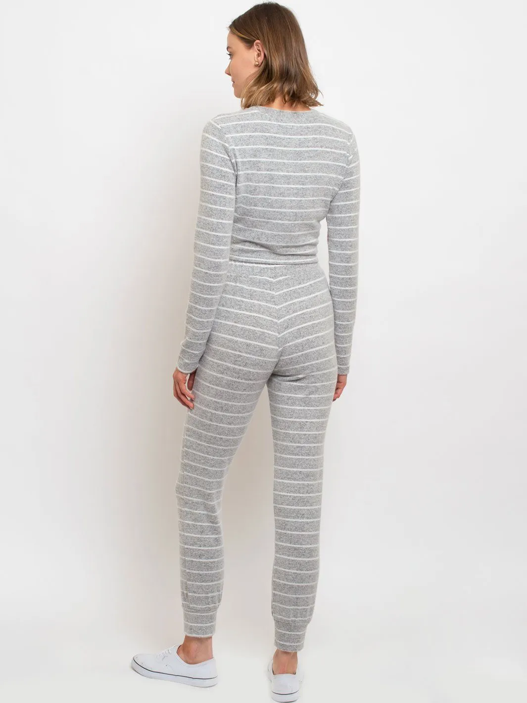 WOMEN'S STRIPED KNIT LOUNGE SET