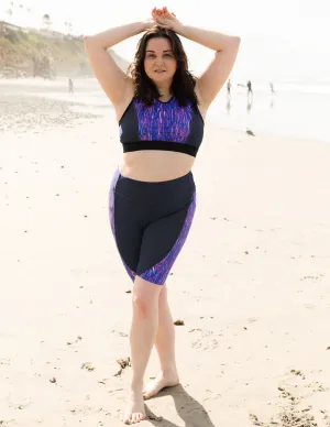 Women's Swim Sport Top (Regular & Plus Size) - Waves/Navy