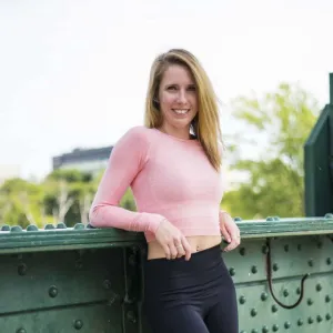 Woven Solid Longsleeve Crop - Pink (Women's)