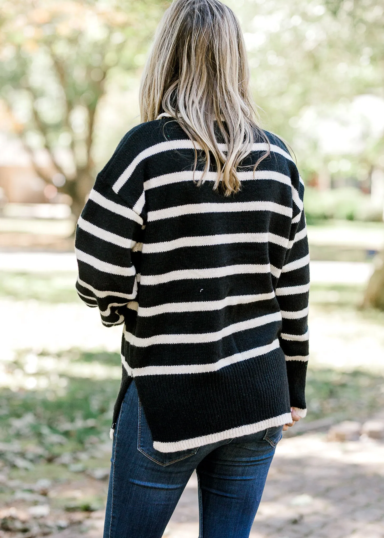 X Turtle Neck Striped Sweater