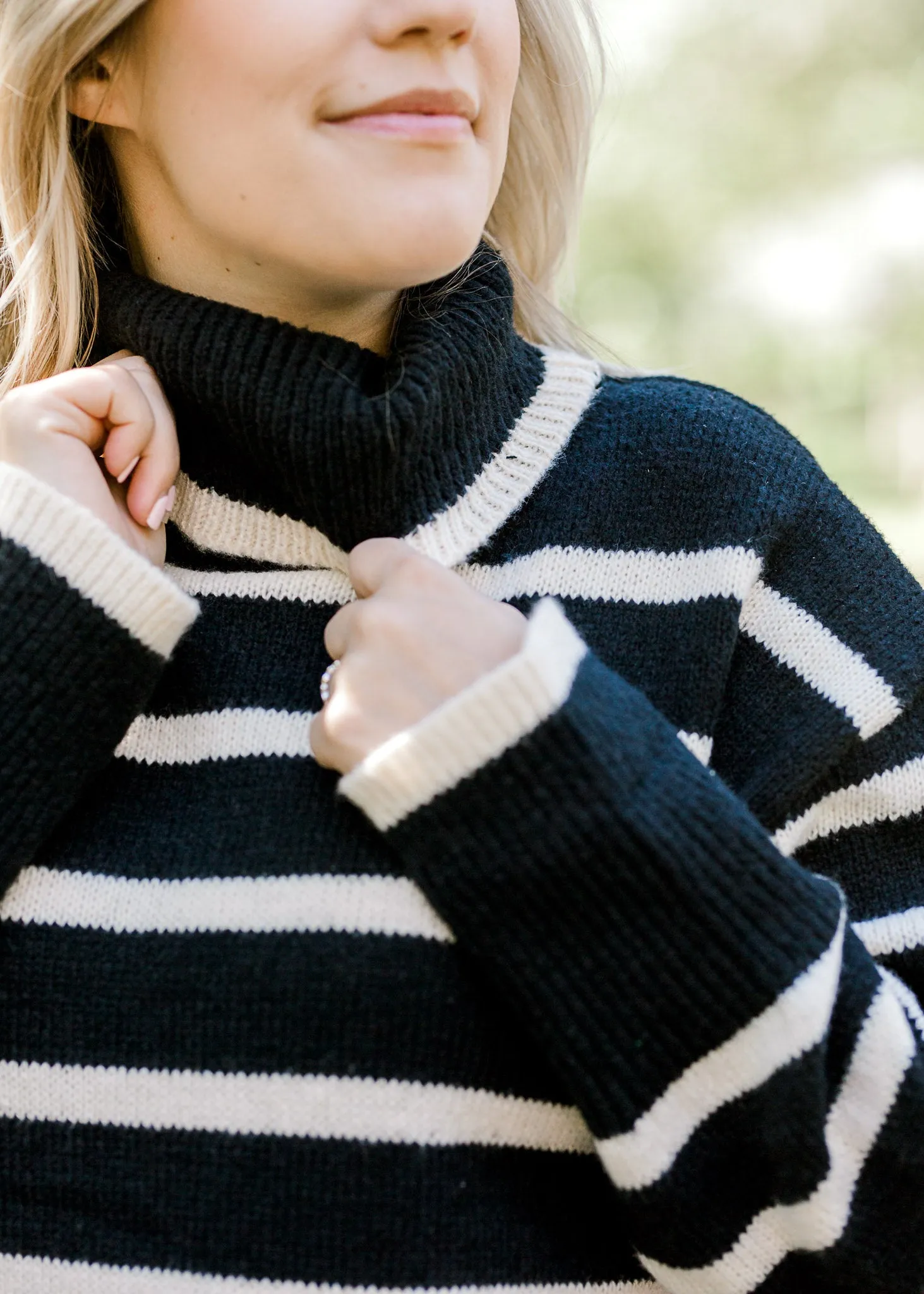 X Turtle Neck Striped Sweater