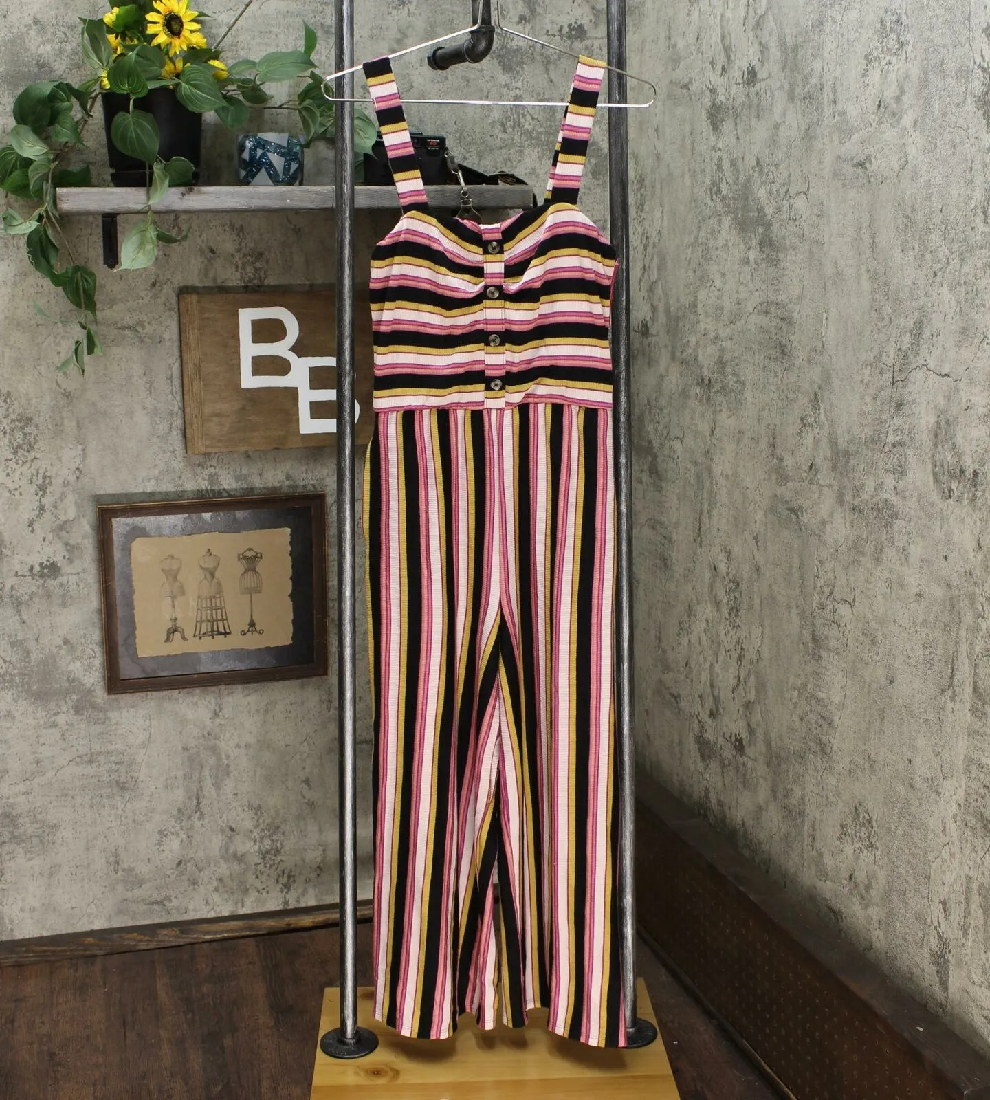 Xhilaration Women's Striped Sleeveless Sweetheart Neck Knit Cropped Jumpsuit