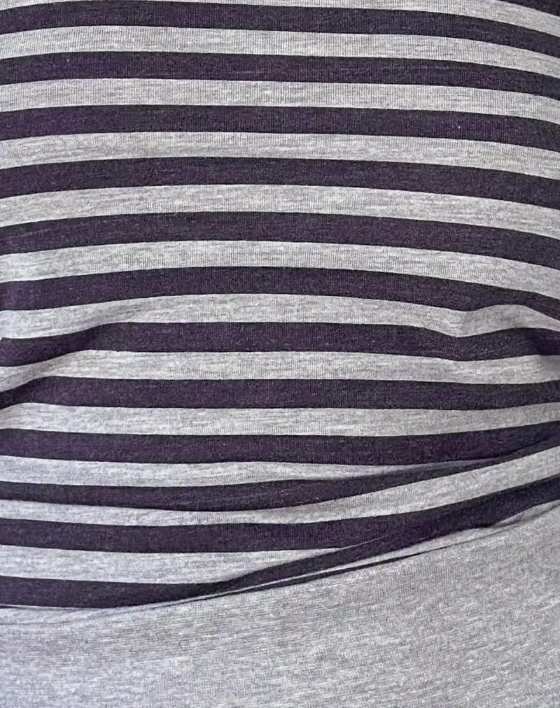 Yacin Slouchy Top in Grey and Black Stripe