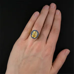 Yellow Cubic Zirconia & 18K Gold-Plated Vintage-Inspired Ring