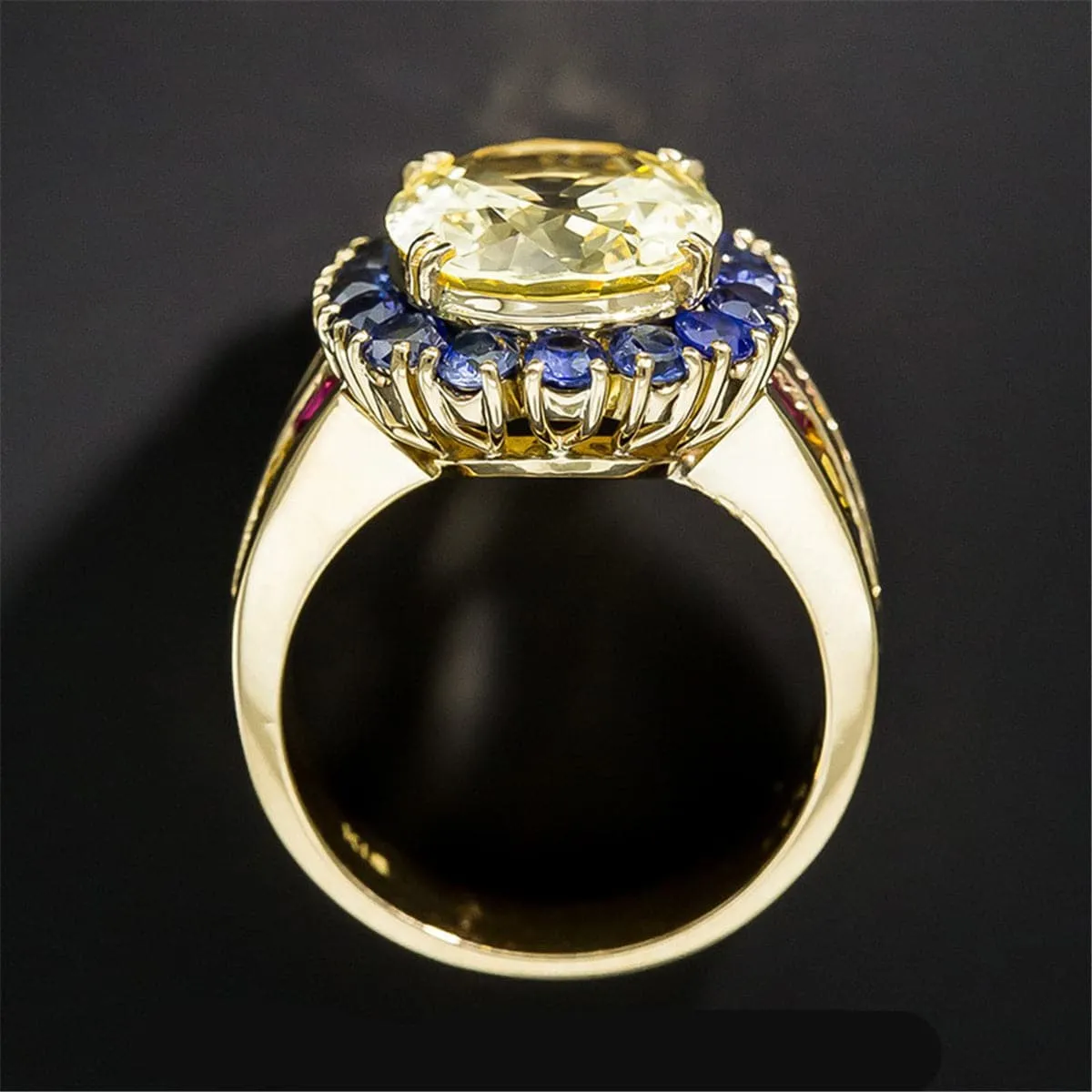 Yellow Cubic Zirconia & 18K Gold-Plated Vintage-Inspired Ring