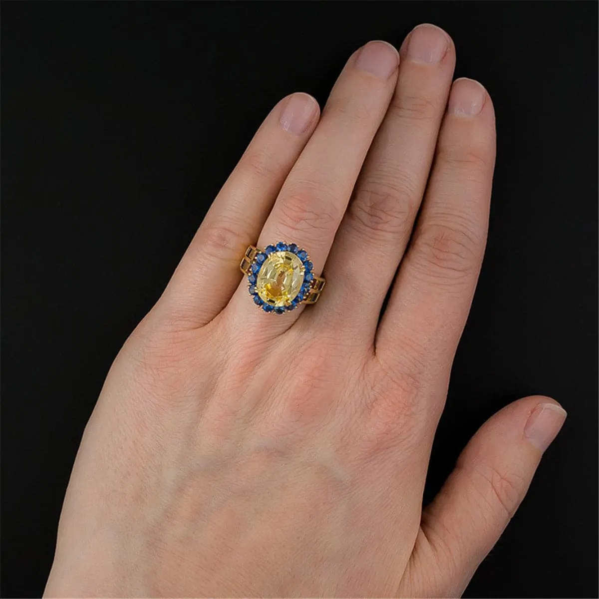 Yellow Cubic Zirconia & 18K Gold-Plated Vintage-Inspired Ring