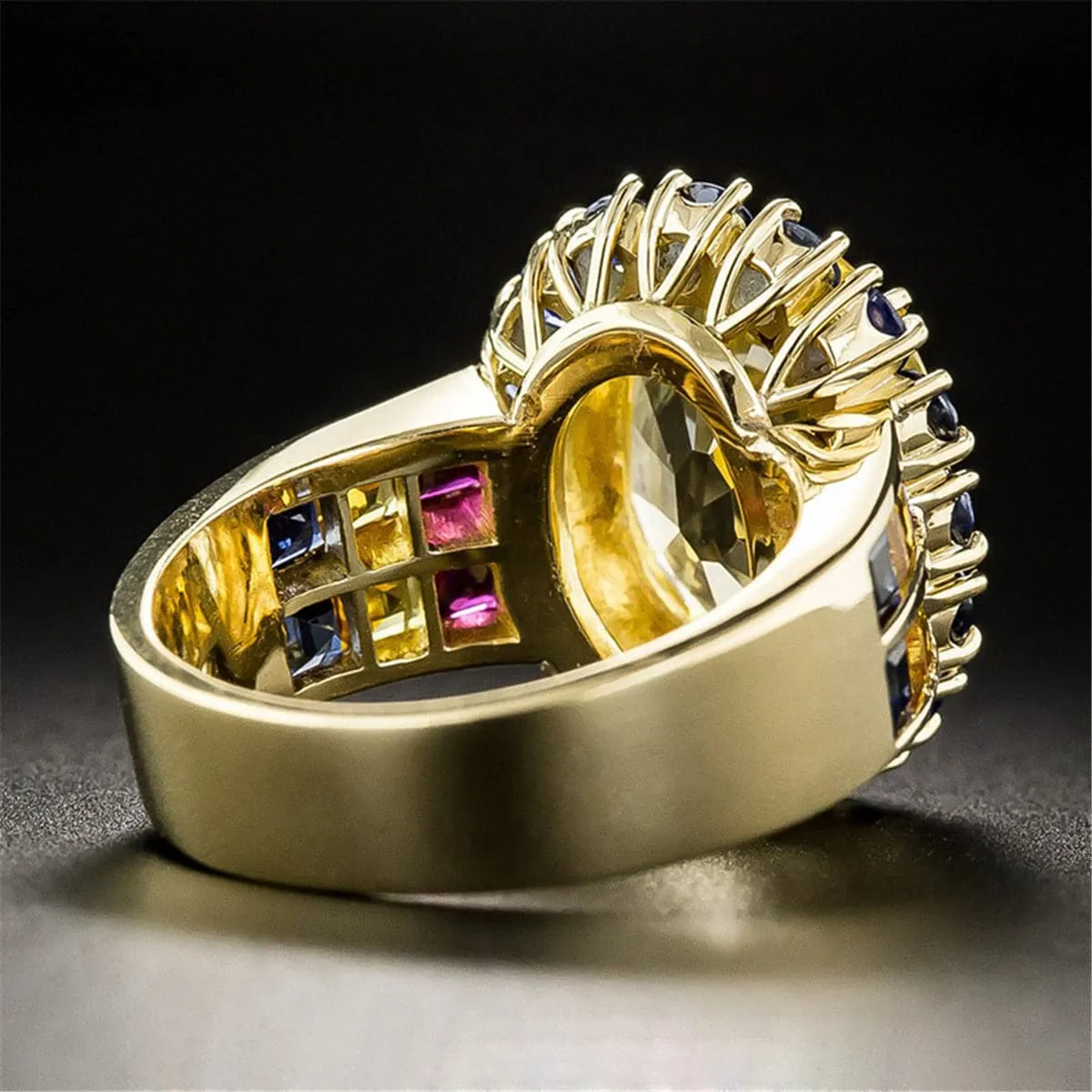 Yellow Cubic Zirconia & 18K Gold-Plated Vintage-Inspired Ring