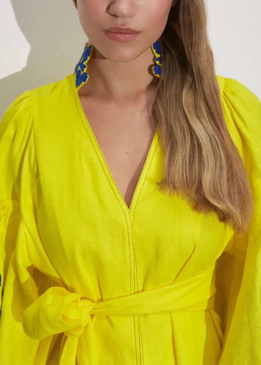 Yellow embroidered dress