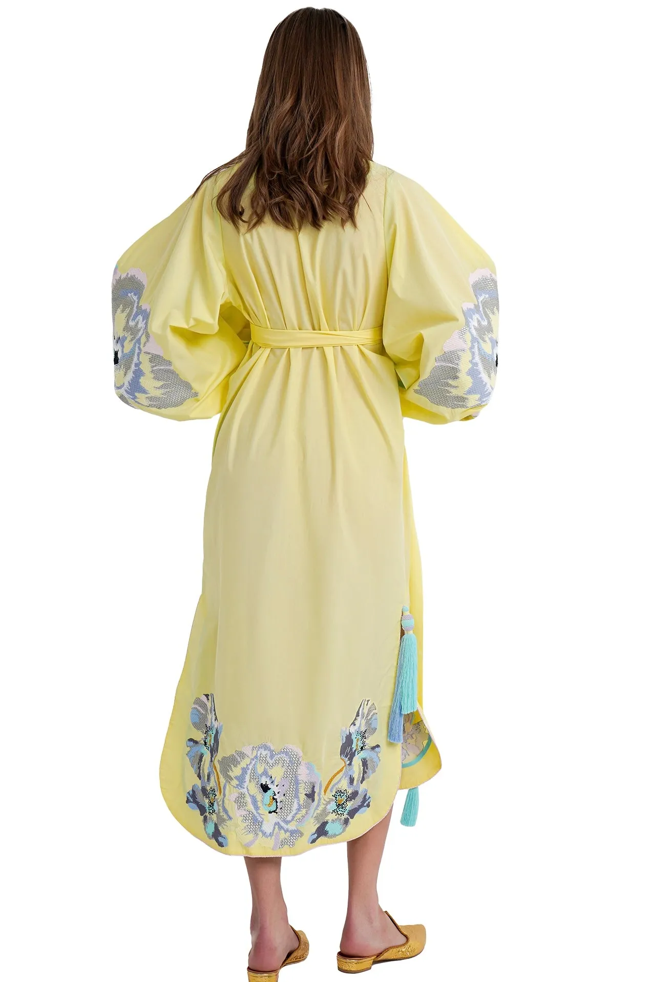 Yellow embroidered dress