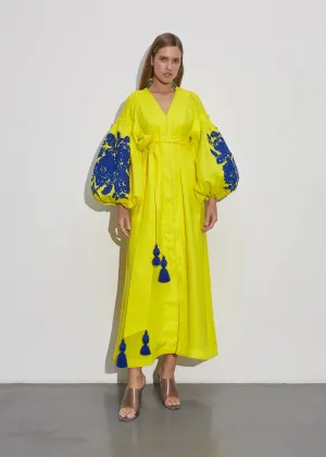 Yellow embroidered dress