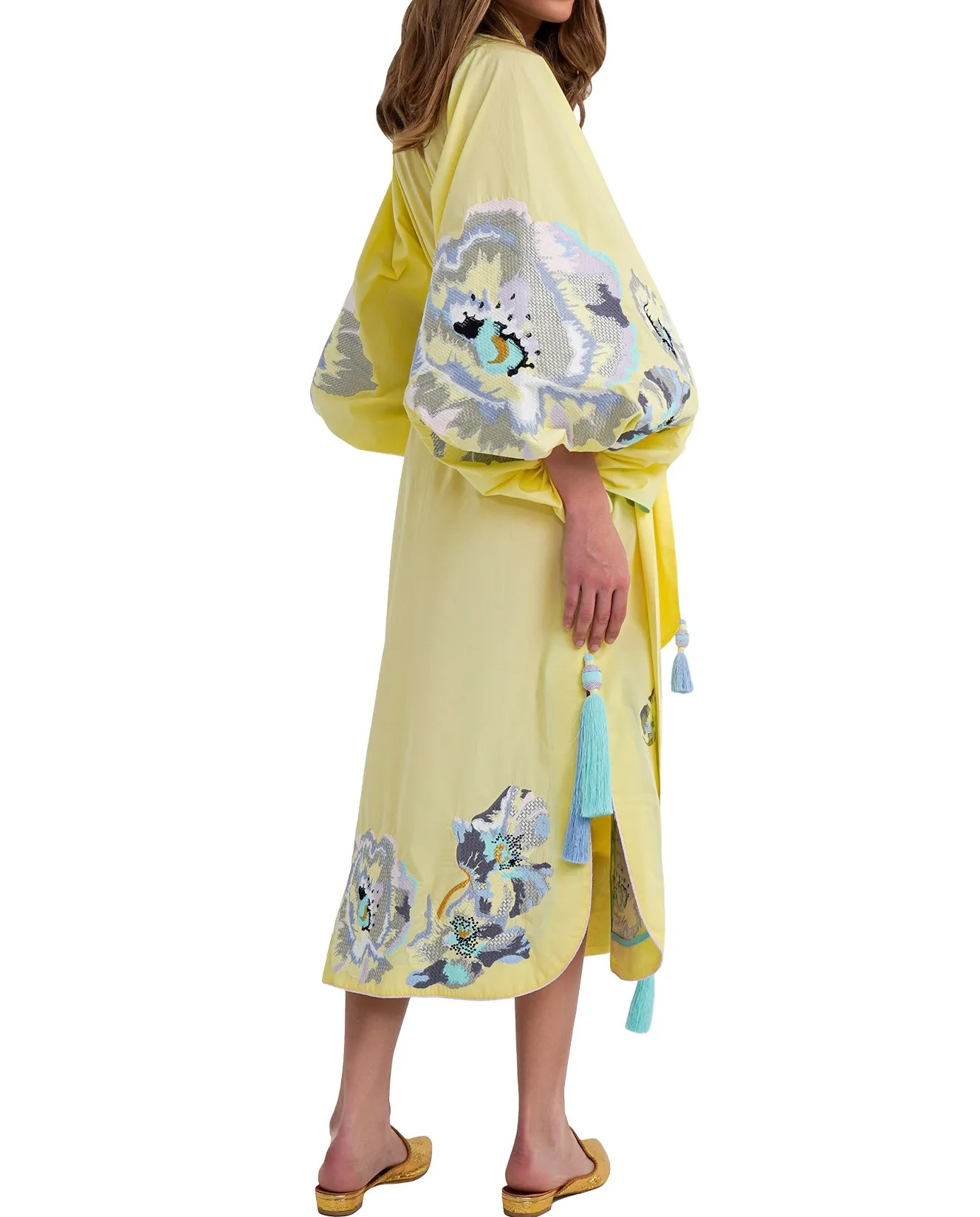 Yellow embroidered dress